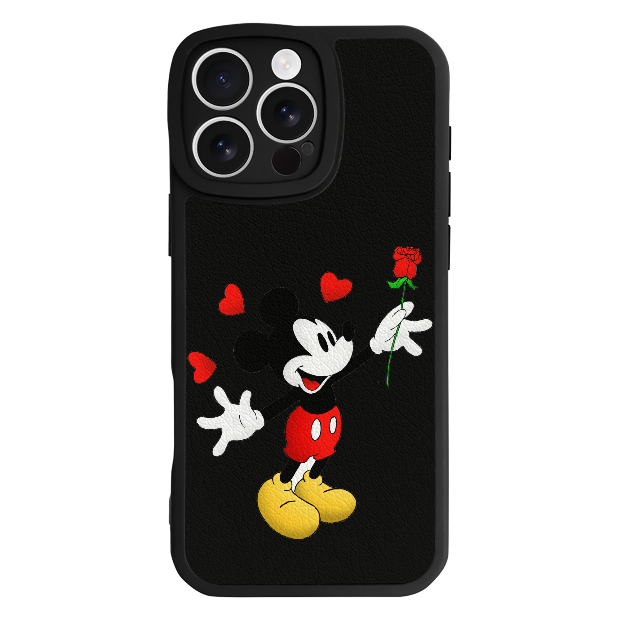 （画像用） ミッキーマウス Mickey Mouse 【iPhone 16シリーズ対応】シリコンスマホケース（レザー調） 材質：シリコン